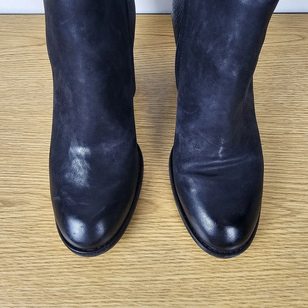 Paul Green Aubrey Ankle Boots Heels Western Double Zip 8.5 Black‎ Leather
